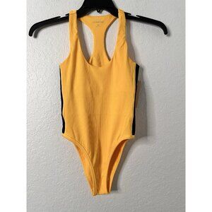 Secndnture Women's  Workout Yellow Bodysuit Size XS Bra-In NWT